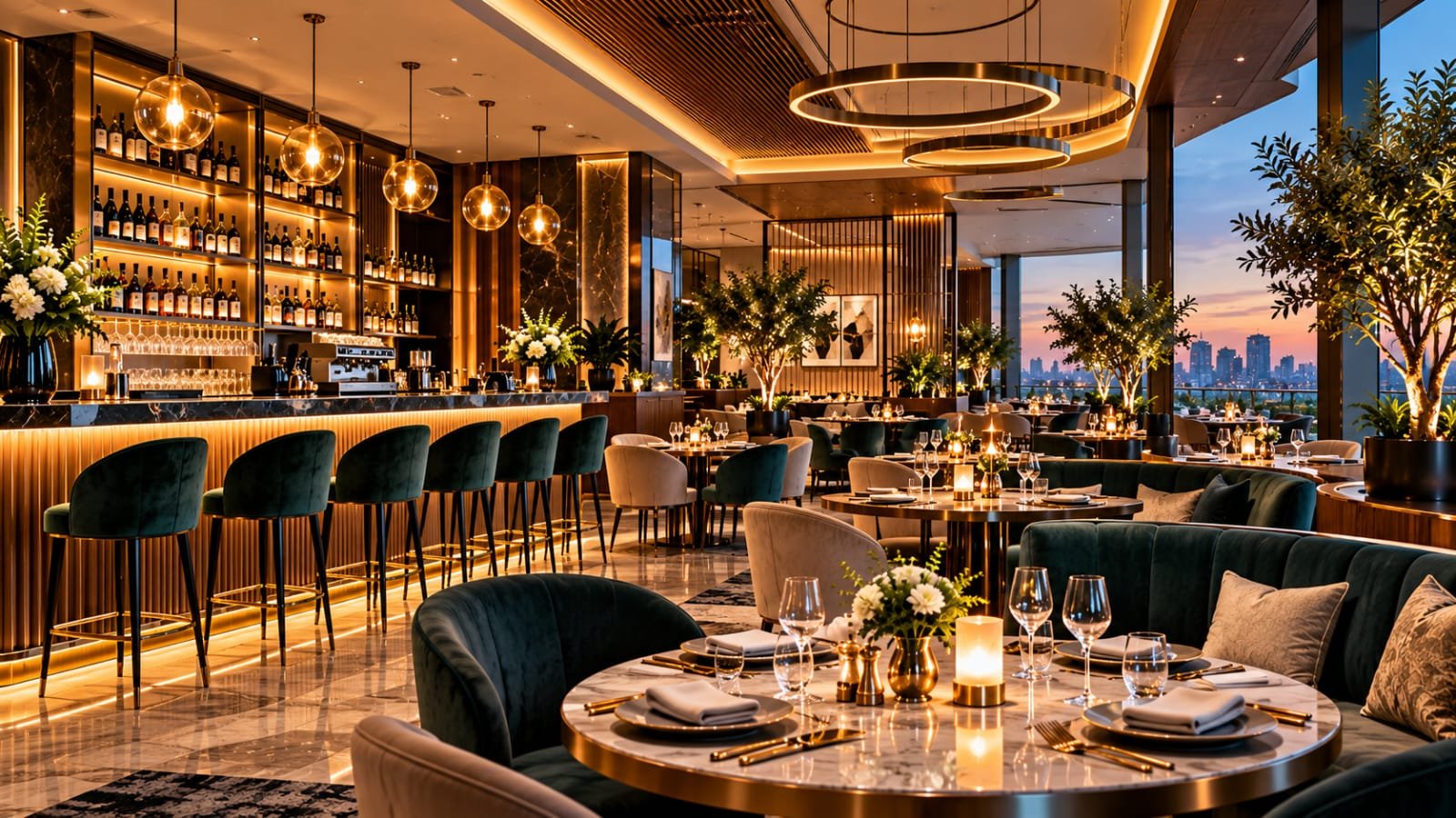 Restaurant and bar interior designed by Platinum Developers Global